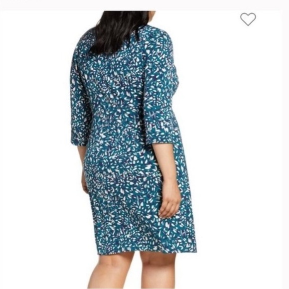 ELIZA J Blue White and Green Faux Wrap Dress Printed 16P - Picture 2 of 7